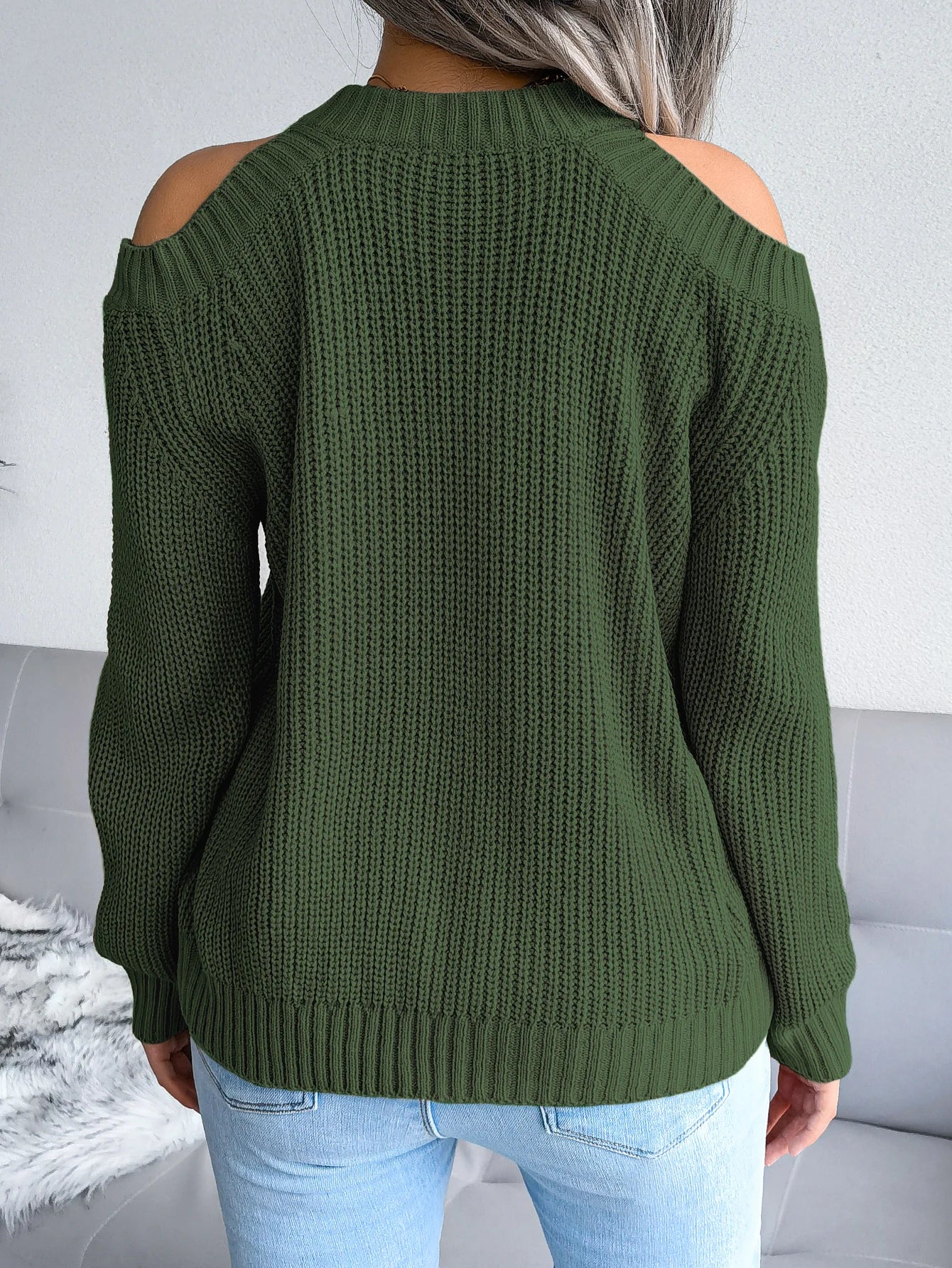 Off-Shoulder Sweater – Casual Knitted Pullover - Luxepulse