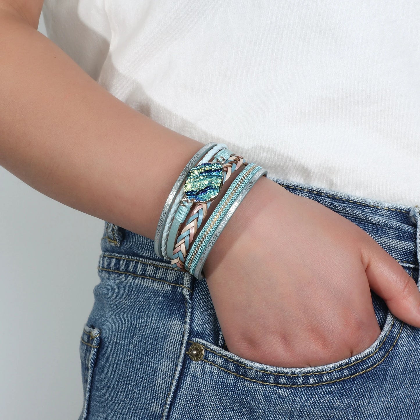 Lovely Layered Magnetic Wrap Bracelet – Multilayer Braided Charm - Luxepulse