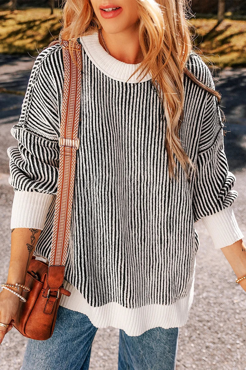 Casual & Comfy  Knit Striped Pullover