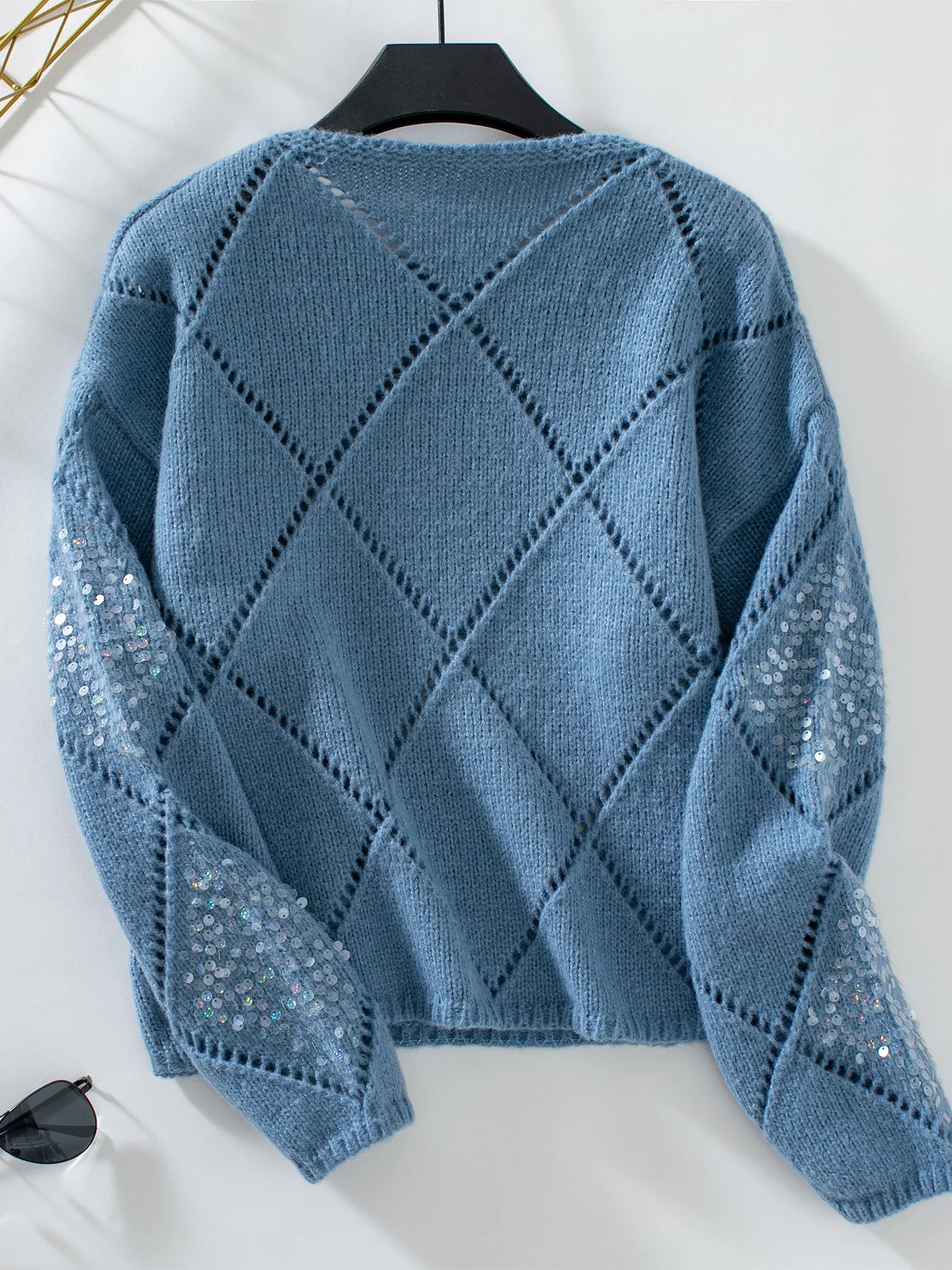 Beautiful Casual Knit Sequin Sweater - Luxepulse