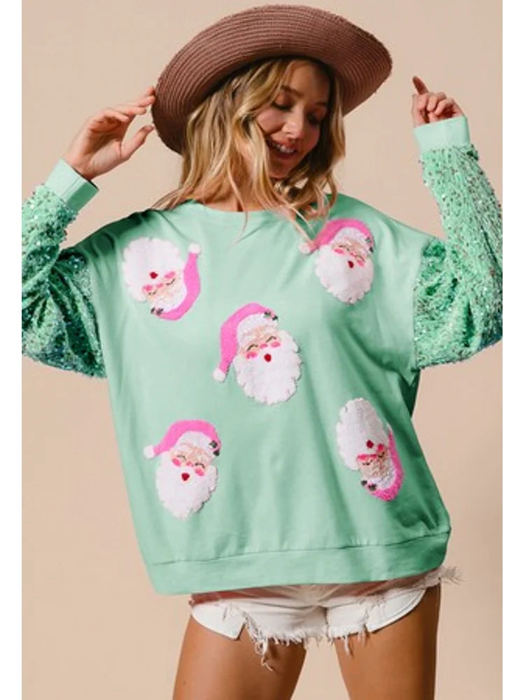 Fun & Festive Glitter Patchwork Christmas Themed Sweatshirt - Luxepulse