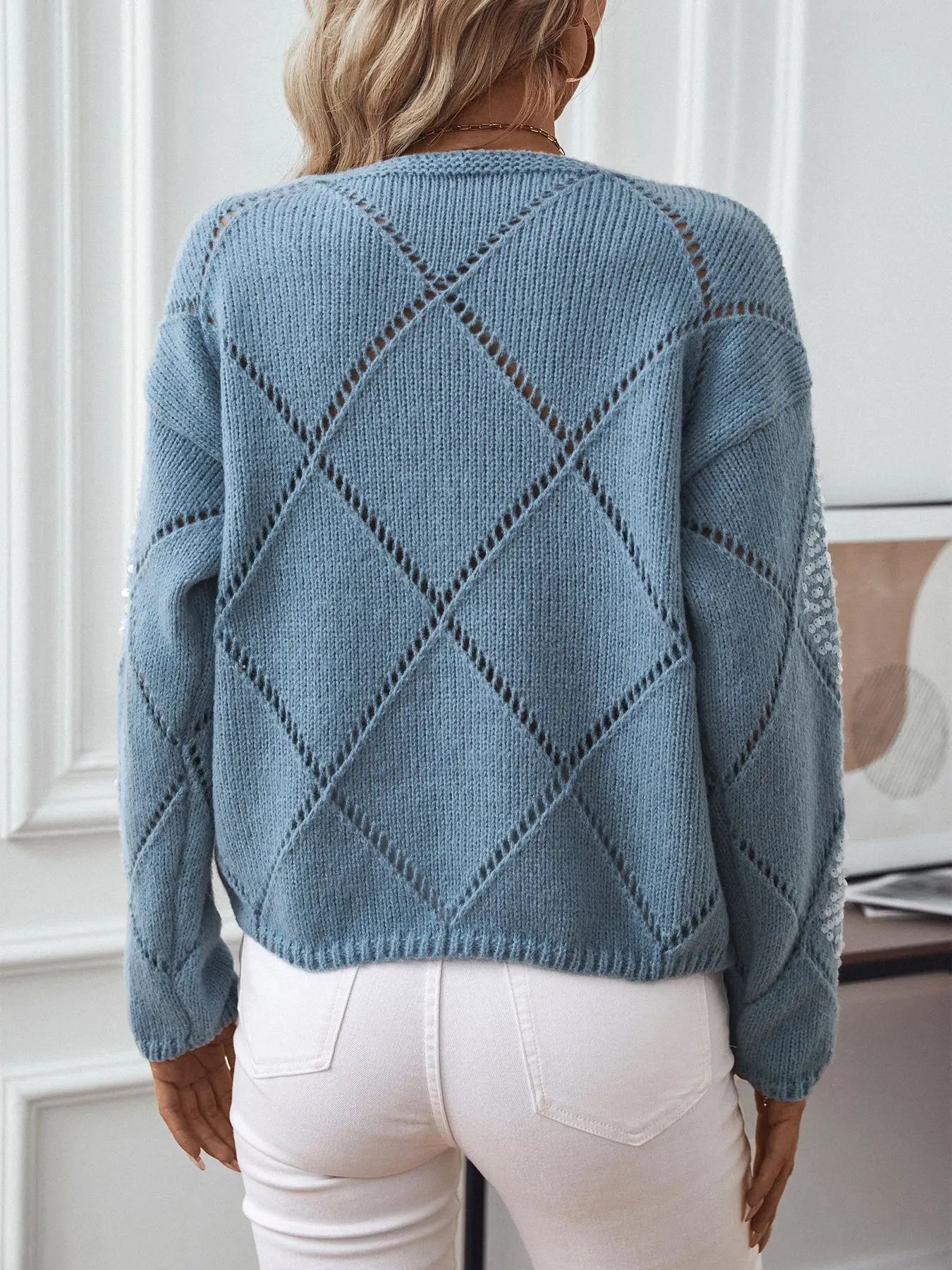 Beautiful Casual Knit Sequin Sweater - Luxepulse