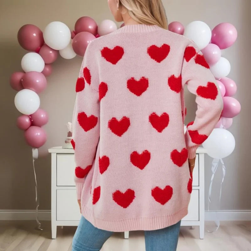 Heart Embroidery Cardigan – Cozy Streetwear Sweater - Luxepulse